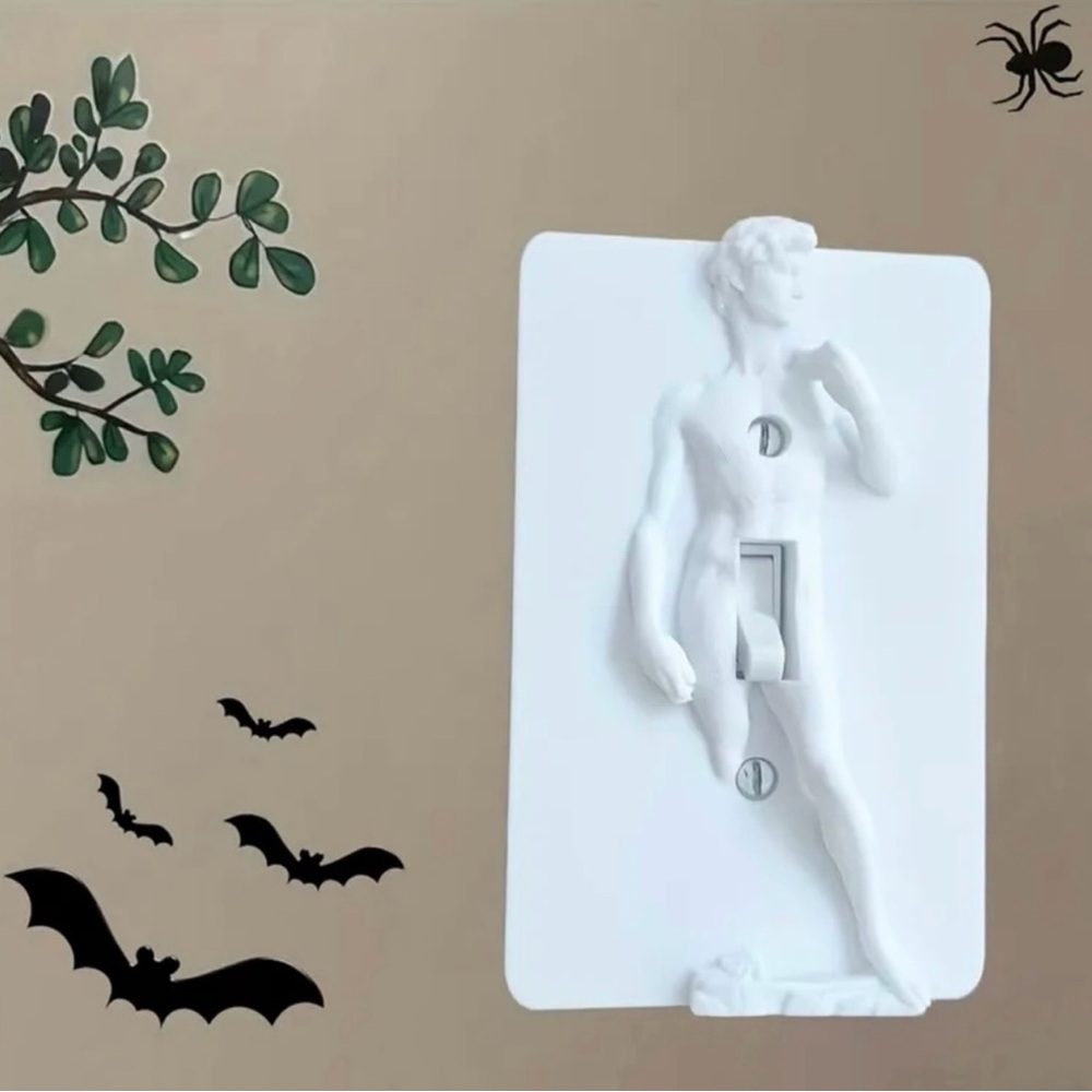 White 3D Art Switch Plate Decor, NEW